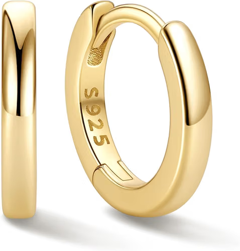 Small polished gold huggie hoop earrings